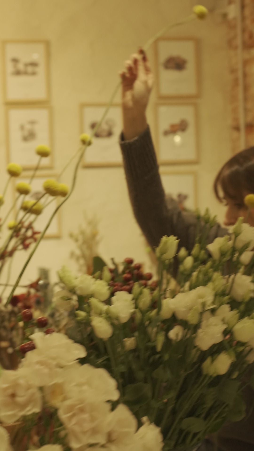 Flowers among friends in workshop