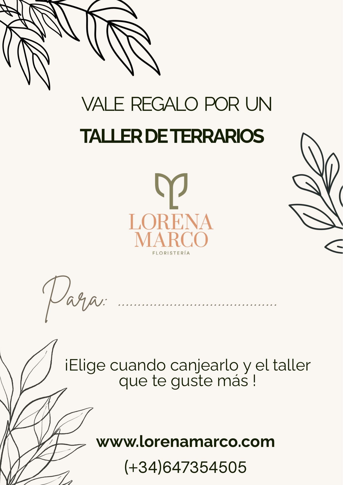 Vale regalo Taller de Terrarios